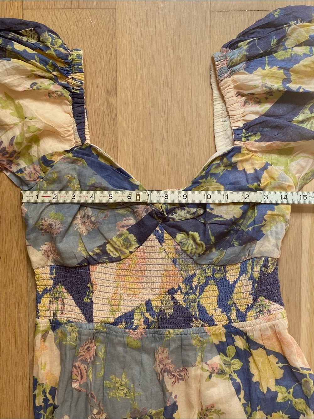 Free People Sundrenched Short-Sleeve Maxi Dress Blue Combo Floral Print Large - Picture 7 of 8